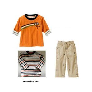NWT Gymboree Football Champ LS Reversible Football Top & Khaki Football Pants 2T